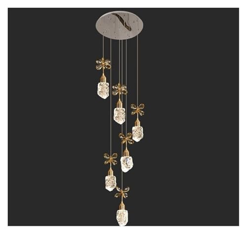 Lustre en cristal moderne pour escalier et salon majestueux, luminaire suspendu d'exception