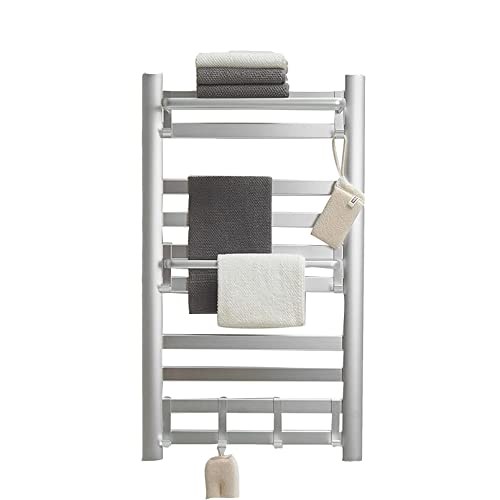 Rack for Bathroom Wall Mounted Plug in Space Aluminum Polished Towel Warmers Energy Saving Efficient 220V Black,10Bars (Black 4 Bars) (Silve, COAPAK, Silver, 10bars