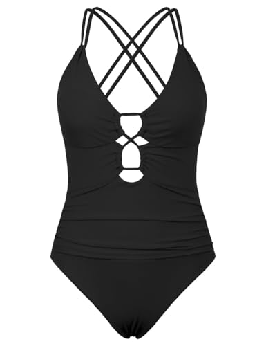 Firpearl Underwire One Piece Swimsuits for Women Sexy Cutout Monokini Ruched Tummy Control Bathing Suits Cross Back Swimwear2