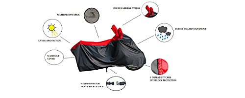 Image of Apache RTR 160 Two Wheeler Bike Cover - Dustproof - UV Protection - Waterproof Bike Cover (BlackRed)