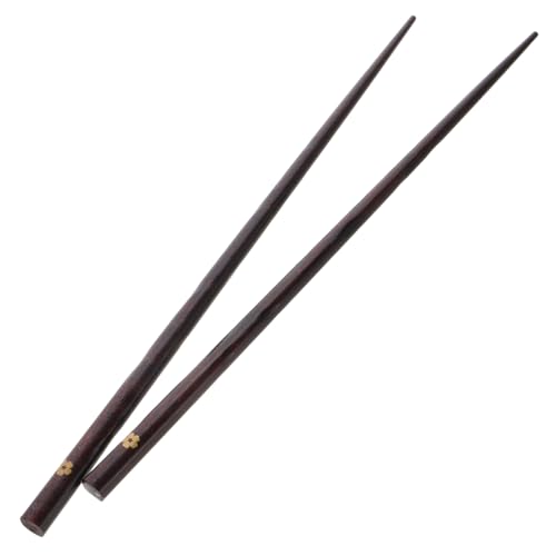 DEARMAMY Japanese Cherry Blossom Wooden Chopsticks with Anti-slip Grip Long Reusable Home and Noodle Chopsticks with Elegant Golden Flower Pattern for Family Meals and Miso Soup