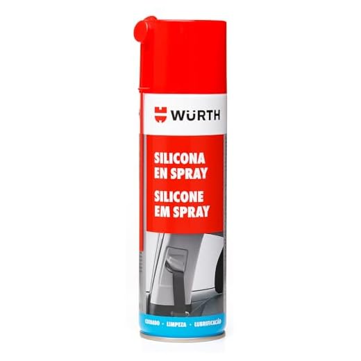 Würth Spray de silicona 500 ml Protege, cuida y aísla de forma duradera con buen efecto deslizante en piezas de plástico, goma y metal en el interior y exterior del vehículo.
