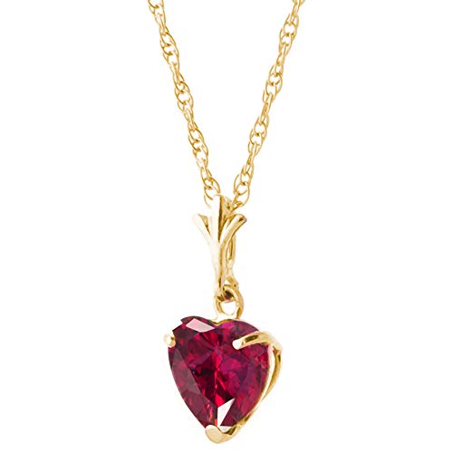 Galaxy Gold GG 14 inch to 18 inch 14k Solid White Gold Necklace Heart-Shaped Ruby Handcrafted Fine Jewelry Solid Gold Genuine Gemstone. Anniversary Birthday Mother's Day Valentines Graduation, Christmas Spring Summer New Year Women Gift Made in USA Fine Jewelry Available in Yellow, Rose and White gold3