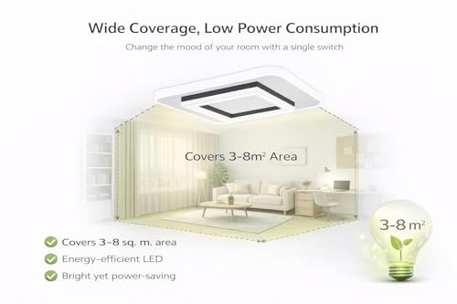 Image of hykolity Square LED Ceiling Light | 3-Colour Mode (Warm /Neutral /Cool White) | Ultra-Slim Surface Panel | CRI ≥97 Eye-Comfort | Modern Light for Bedroom & Corridor (Black, 12 Inch) (Square, 8 Inch)