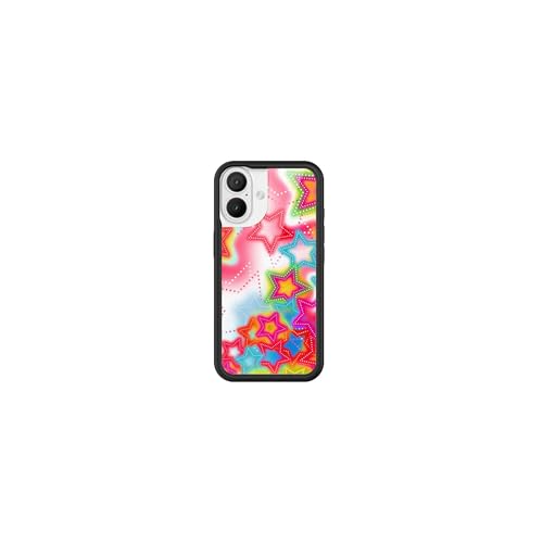Image of Wildflower Cases - Compatible with iPhone 16 |Protective Black Bumper, 6.5ft Drop Test Certified, Women Owned Small Business | Bright Stars Red Blue Green Orange Cute Trendy | Stardust