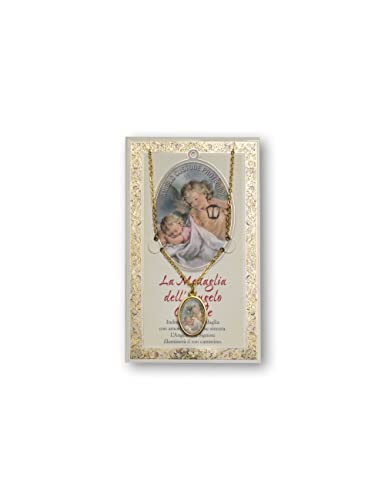 Fratelli Bonella | Medalla de ángel de la guarda y tarjeta con oración | Made in Italy, Plástico