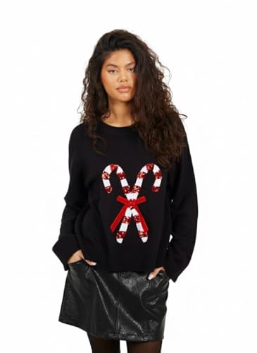 kraftd Jumpers for Women Long Sleeve Printed Winter Outwear Casual Classic Ladies Sweatshirt for Fall Spring Christmas Holiday Parties Fashion Tops for Womens (Black S)