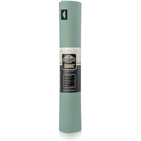 Mount Adams Iconic Yoga Mat - 72" x 24" x 5mm Thick Exercise Mat - Non Slip, High Density Vinyl Foam - Indoor or Outdoor Workout Mat for Home, Gym, Fitness, Pilates, Stretching, Training - Sage Cover