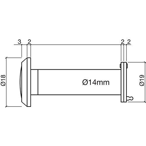 VASALAT 1188 Sal-Cromo Door Viewer Diameter 14 mm Wide Angle 200° TS 35-55 mm Chrome-Plated Brass, Silver - Image 2