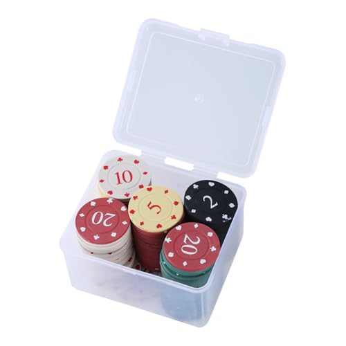 JOKOTI 100Pcs Roulettes Game Bingo Chip Casinos Chip Learning Counters Small Chip with Storage Box Enduring