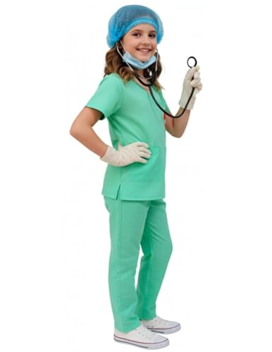 Image of BookMyCostume Surgeon Doctor Dress for Kids 7-Pc Costume - Complete Medical Uniform Set with Stethoscope, Mask, Cap, Syringe & Gloves | Perfect for School Fancy Dress Competition Role Play 6-7 Years