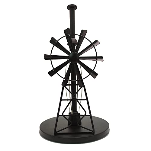 Farmhouse Paper Towel Holder Countertop, Easy One-Handed Operation, Black Metal Windmill Western Rustic Kitchen Decor For Home, Black Paper Towel Dispenser Roll Holder Stand #TOP6