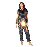 RPLIFE Solar System - Pijama de una pieza con capucha de planetas coloridos, pijamas divertidos para adultos, hombres y mujeres, Planetas coloridos del sistema solar, XXX-Large