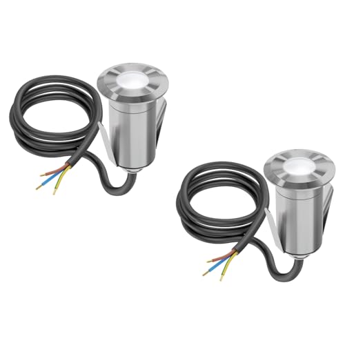 ledscom.de 2 pezzi Luce da incasso a pavimento a LED GLOX per esterni, IP67, alluminio, rotonda, Ø 35 mm, bianco, opaco