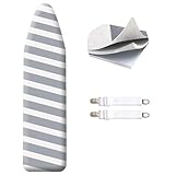 SheeChung 49"x15" Ironing Board Cover and Pad - with Elasticized Edges and 2 Connecting Straps,Premium Heavy Duty 4-Layer Silicone Coated Cover,Heat Reflective,Scorch Resistant