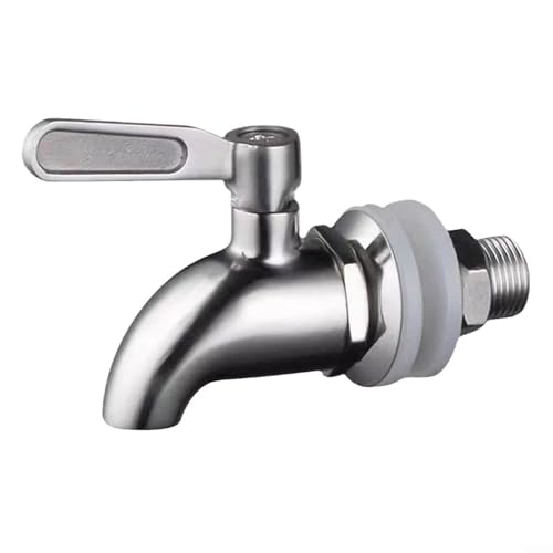 Espita de acero inoxidable 304 para tarro de vino con válvula de bola para cubos de bebidas y tarros de remojo, accesorio de grifo de preparación casera con acabado plateado, apertura de 12 mm