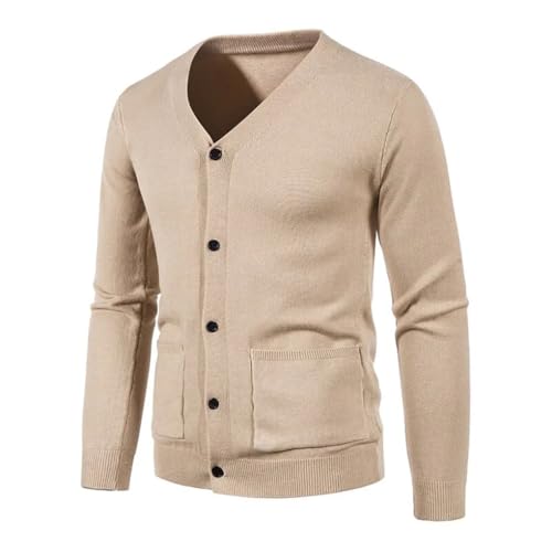 Mens Cardigan Sweater Long Sleeve V Neck Button Lightweight Solid Color Knitted Sweaters3