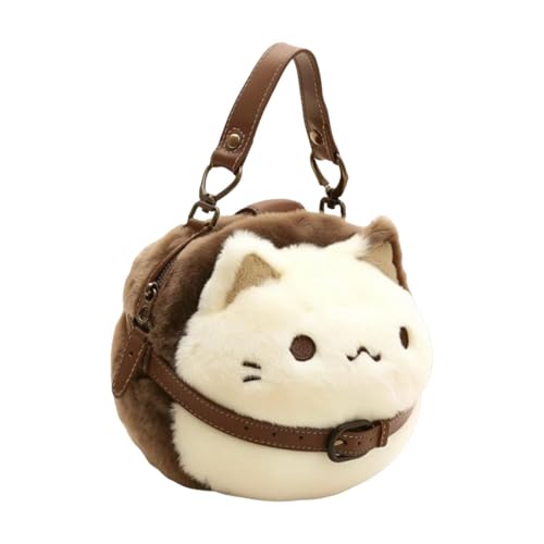 Cute Cat Plush Bag with Zipper Closure Fashion Stuffed Animals Bag for Women