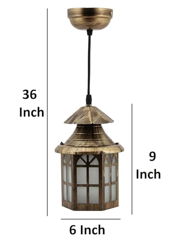 Image of GreyWings Copper Antique Hanging Light & Pendant Light for Home Iron & Glass Vintage Ceiling Lamp with Decorative (Bulb is not Included) Pack of 3