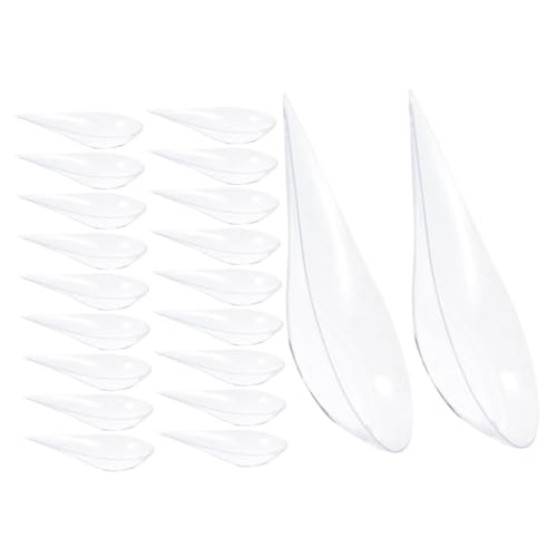 OSOLADY 20個 使い捨てクリアデザートプレート付きティアドロップ形味見スプーン おしゃれな甘味用アペザースプーン 口当たり滑らかで な丸