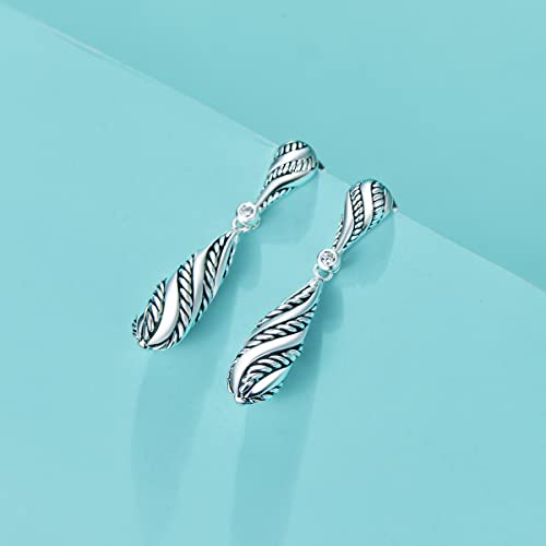 Uny Jewel Dangle Tear Drop Earring Multi Twisted Cable Wire Twirl Designer Inspired Unique Elegant Cute Earring Christmas Gift (Silver Twirl) #TOP1