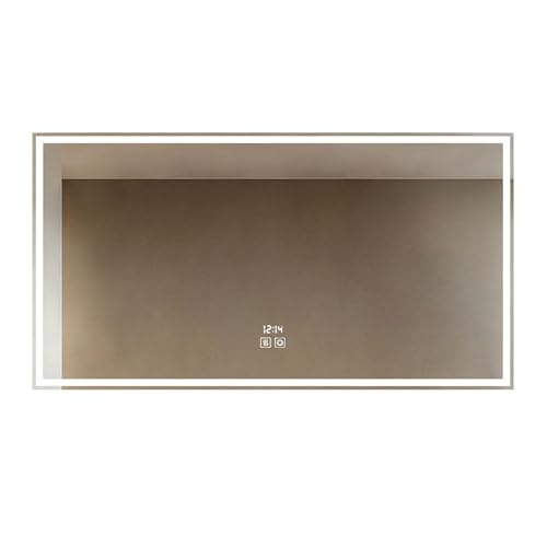 Zlthraustic Espejo de baño LED Inteligente, Espejo de tocador antivaho de 24 'x 34' con Pantalla de Temperatura y Tiempo, Regulable en 3 Colores, a Prueba de explosiones