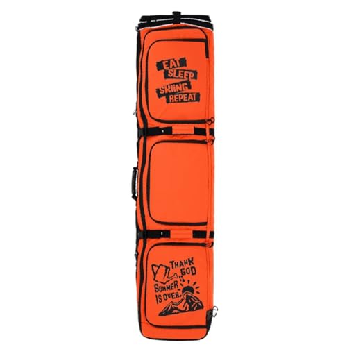 飛行機旅行用ダブルローリングスキーバッグ、パッド入り防水スノーボードバッグ、長さ調節可能(160〜175cm、最大190cm),Orange a