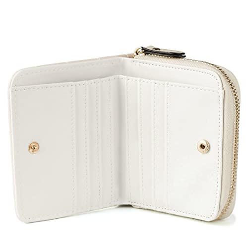uxcell Small Short Paragraph Zipper Coin Wallets with Card Holder for Lady Small White2