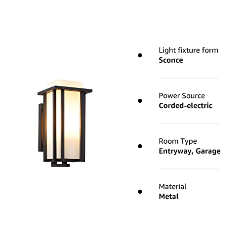 Eeru Outdoor Exterior Wall Sconce Outdoor Wall Lanterns As Porch Lighting Fixtures Wall Mount Weather & Rust Resistant Black Finish With Frosted Glass For Exterior House Front Porch Garage Driveway #TOP7