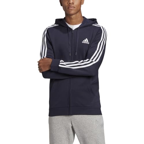 Image of adidas Men's Essentials Fleece 3-Stripes Full-Zip Hoodie, Legend Ink, Large