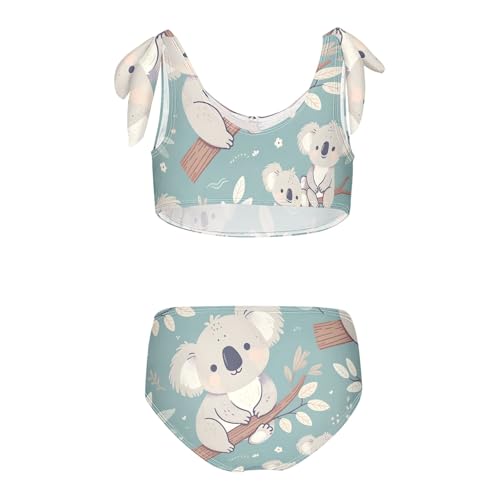 Girls' Bikini Set, Cute Koala Bear Baby on Branch Kids Swimsuit 2 Pcs Beach Bathing Suit2