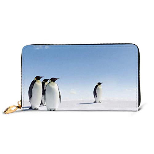 Preisvergleich Produktbild JHGFG Mode Handtasche Reißverschluss Brieftasche Kaiser Pinguine Antarktis Telefon Kupplung Geldbörse Abendkupplung Blockieren Leder Brieftasche Multi Card Organizer