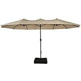Iwicker 15 FT Patio Market Double Sided Umbrella Outdoor UV Resistant Waterproof Polyester Fabric...