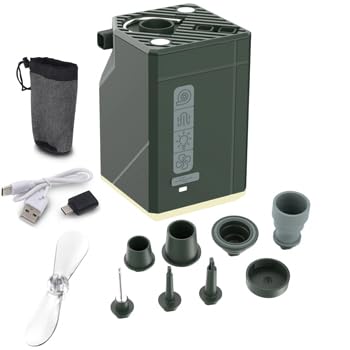JAATH 5-in-1 Portable Air Pump, Portable Electric Air Pump, Vacuum Pump,4.5 kPa High pressure,3000mAh Rechargeable Battery,5 Multiple Nozzles for air mattresses,pool floats, swimming rings