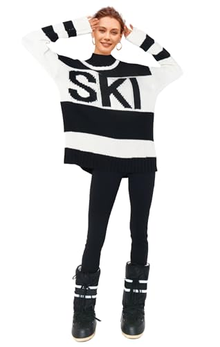 Yousify Womens Sweaters Fall 2024 Oversized Color Block Ski Sweater Crewneck Winter Tops S-2XL4