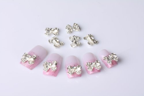 Nail World365 10x 3d Silver Alloy Rhinestones Butterfly Nail Art DIY Decorations