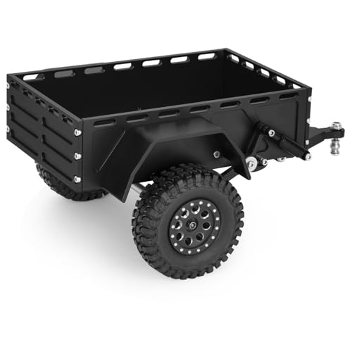 Remorque utilitaire télécommandée en aluminium noir avec accessoires pour TRX4M SCX24 - 8