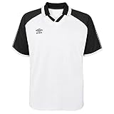 Umbro Jersey Retro con Cuello Spin Johnny para Hombre, Belleza Negra/Blanco, Medium