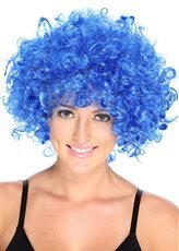 REALPACK CURLY AFRO FANCY DRESS WIGS FUNKY DISCO CLOWN STYLE MENS/LADIES COSTUME (DARK BLUE) — image 1