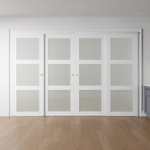 Image of Sliding Closet Door for 128 inch x 80 inch Opening with Hardware Kit White