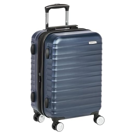 Expandable 21-inch Navy Blue Carry-On Suitcase