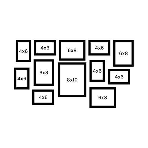 Image of Art Street Nebula photo frame Set of 12 Individual Wall Photo Frames - Black(4X6-7 UNIT, 6X8-4 UNITS, 8X10- I UNIT)