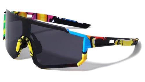 Dweebzilla Oversized One Piece Shield Lens Wrap Around Sport Sunglasses