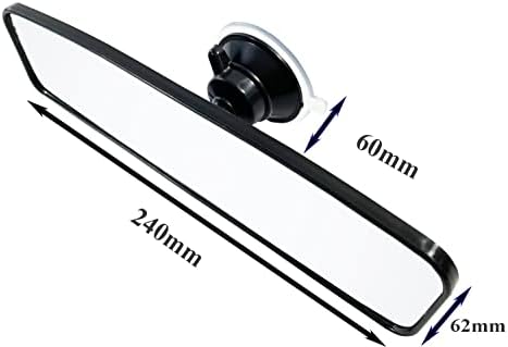Rear View Mirror for Driving Test, VAKOWOO Rear View Mirror, Driving Instructor Learner Examiner Mirror, Adhesive Interior Suction Cup Rearview Mirror Car Mirror for Driving Test & Lesson (240 X 62mm)