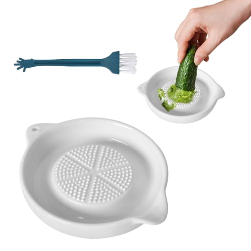 Rallador de Cerámica,Rallador de Jengibre de Cerámica, Porcelana, Diseño Elegante y Versátil con Cepillo Incluido,Ideal para Cocina Moderna,para Jengibre, Ajo, Especias y Más