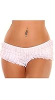 Daisy Corsets Women's Plus-Size Mesh Ruffle Shorts with Bow Plus, White, 3X