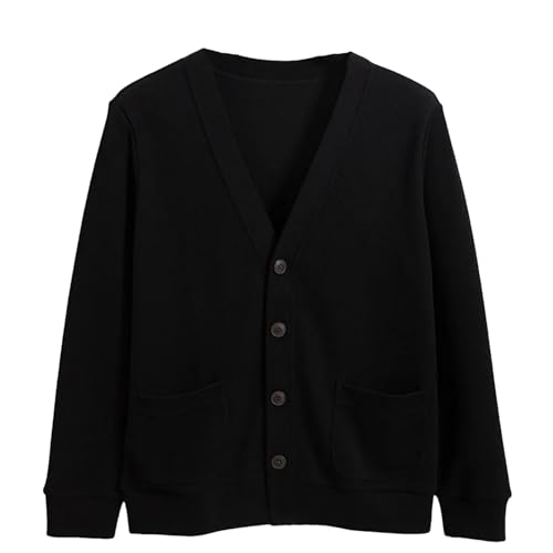 Men’S Lightweight Cotton Knitted Cardigan Sweater Casual Outwear Single Breasted V-Neck Long Sleeve Top