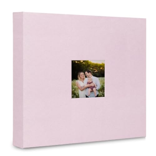 Álbum de fotos J.west de 12 x 12 pulgadas, con cubierta de lino y anillas de tres anillos, incluye 35 fundas plásticas y 70 páginas en blanco para scrapbook, álbum de recuerdos DIY para viajes, bodas, aniversarios y familia, color rosa miniatura 2