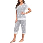 PrinStory Women's Pajama Set Short Sleeve Shirt and Capri Pants Sleepwear Pjs Sets Lounge Set - Image 5