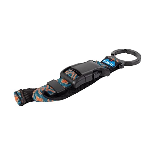 Image of KAVU Skeena Extension Strap With Buckle and Carabiner - Elastic Backpack Luggage -Teal Geo